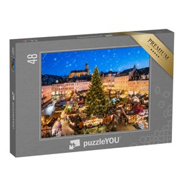 puzzleYOU: Puzzle 48 Pieces "Christmas Market in Annaberg Beech Wood in the Ore Mountains, Saxony" - from the Puzzle Collection Saxony, Christmas