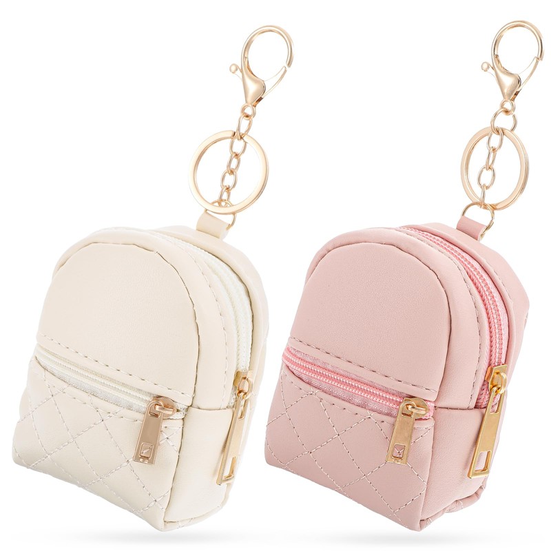 2pcs Mini Backpack Cute Cosmetic Bag for Women PU Leather
