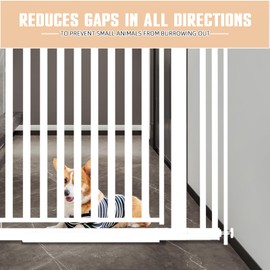Glaf 63" Extra Tall Pet Gate Safety Metal Cat Gate Adjustable Width Dog Gate Auto Close Cat Door Indoor for Doorway, Stairs, Kitchen, Hallway (White, 33.86-37.4"/86-95cm)