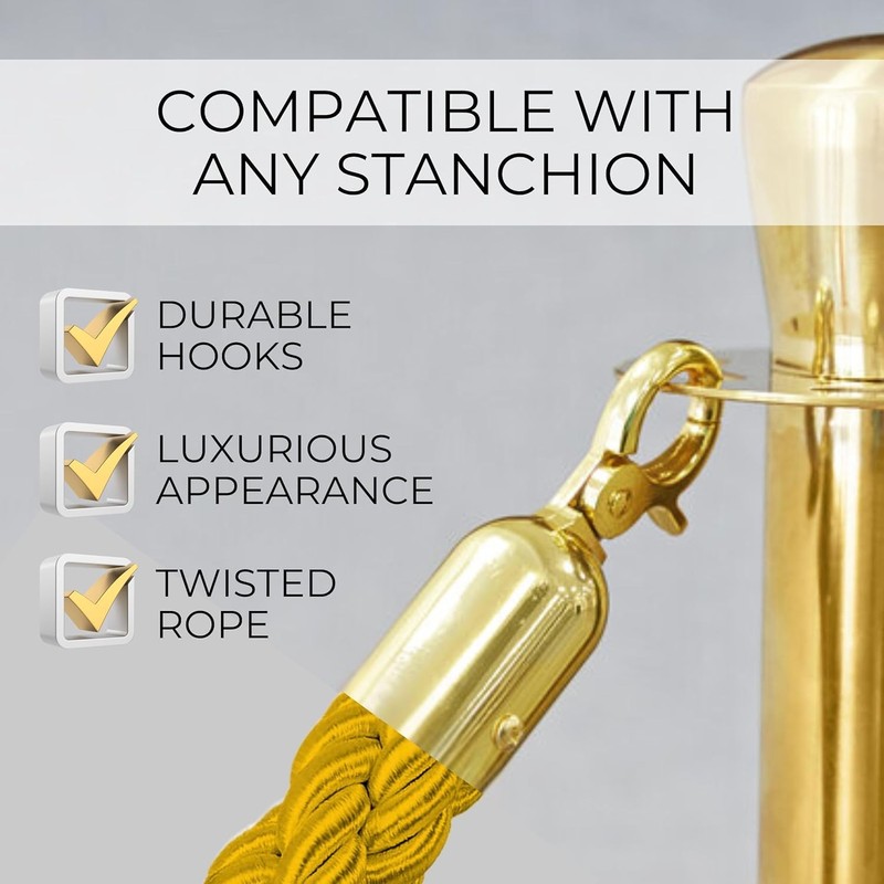 6PCS Gold Braided Rope - 5FT Elegant Rope for Stanchion