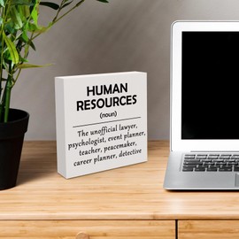 HR Gifts for Women Men Human Resources Office Desk Decor Wooden Box Signs Thank You Gift for HR Manager Colleague Birthday Christmas Retirement Gift For Women HR Appreciation Gift