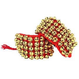 eSplanade Dance Ghungroo (50+50) Red 5 Line Ghungroo with Cushion Pads | Bell, Ghungru 5 Line Red Pad, Red Pad Ghungroo 5 Line (5 Line)