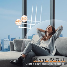 DOWELL Window Privacy Film, One Way Window Tint for Home, Static Cling Anti UV Sun Blocking Reflective Mirror Film, Heat Control See Out Not in Glass Window Covering, Silver, 17.5" x 78.7"