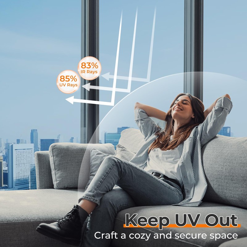 DOWELL Window Privacy Film, One Way Window Tint for Home,