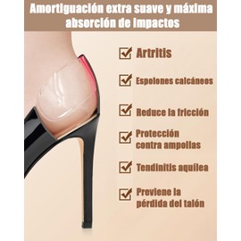 Plantillas de Gel para Mujer - Almohadillas para Tacones y Antepié, 6 Pares de Protectores para Zapatos, Cushiones de Silicona para Aliviar Dolor y Amortiguar Impacto en Tacones Altos (Transparente, Grande)