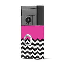 MightySkins Skin Compatible with Ring Video Doorbell - Hot Pink Chevron | Protective, Durable, and Unique Vinyl Decal wrap Cover | Easy to Apply, Remove, and Change Styles | Made in The USA
