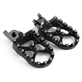 Motor-mh Wide CNC Motorcycle Larger Foot Pegs Footrest for Yamaha PW50 1981-2019, PW80 1983-2017, TTR90 2000-2003, TW200 1987-2021 Black