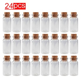 Super Z Outlet Mini Clear Glass Jars Bottles with Cork Stoppers for Arts & Crafts, Projects, Decoration, Party Favors - Size: 1-1/2" Tall X 3/4 Inches Diameter (24 Count)