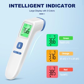 Thermometer for Adults and Kids, Digital Forehead Thermometer with Fever Alarm, Silent Mode & 35-Set Memory, Object 2 in 1 Mode,(blue)