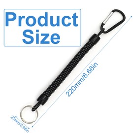 OIGWBPH Pack of 2 Spiral Key Chains, Elastic Fishing Lanyards, Spiral Lanyard, Spiral Cable, Carabiner, Fishing, Boating, Hiking, Camping, black