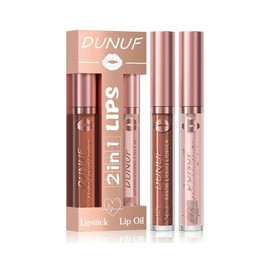 Duo Labial Mate y Gloss Larga Duración, Alta Pigmentación, Acabado Profesional, No Transfiere, Hidratante, Color Intenso Todo el Día, Compacto y Portátil para Uso Diario o Eventos (No. 03)