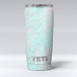 Design Skinz Teal Slate Marble Surface V23 - Skin Decal Vinyl Wrap Kit Compatible with The Yeti Rambler Cooler Tumbler Cups