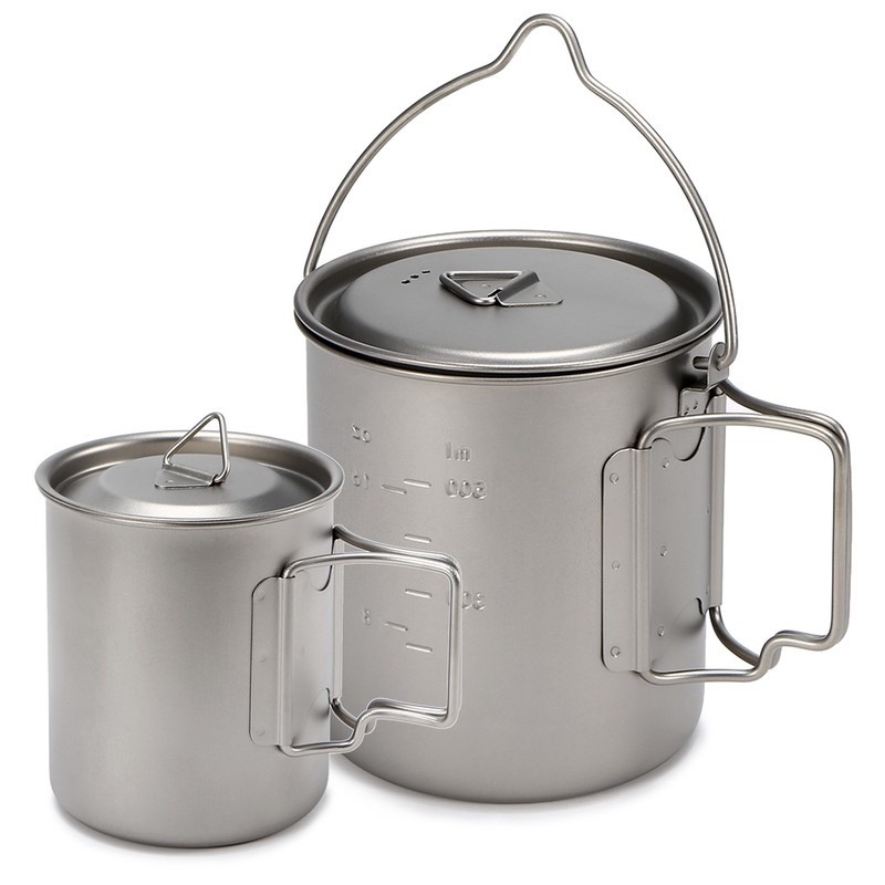450ml 750ml Cup Set Ultralight Titanium Cup Hanging Pot Set