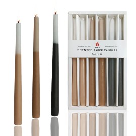 6 PCS Taper Candlesticks 10 Inch Scented Candle Gradient Colored Candles for Home Decor Kitchen Decor Wedding Decorationscolor: Brown, size: 10inch
