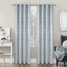 always4u 100% Blackout Without Lining Luxury Soft Velvet Curtains Silver Foil Print 52 * 108 Inch Curtains Thermal Insulated Noise Reducing Drapes for Bedroom Living Room Set of 2 Silver