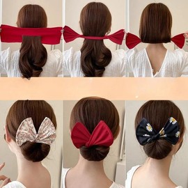 여자의 활 모양의 머리핀 장치 사랑스러운 헤어 롤빵 스타일링 도구 브레이드 액세서리 [03 Black polka dots] Women's Bow-Shaped Hairpin Device Lovely Hair Roll Bun Styling Tool Braid Accessory [03 Black Polka Dots]