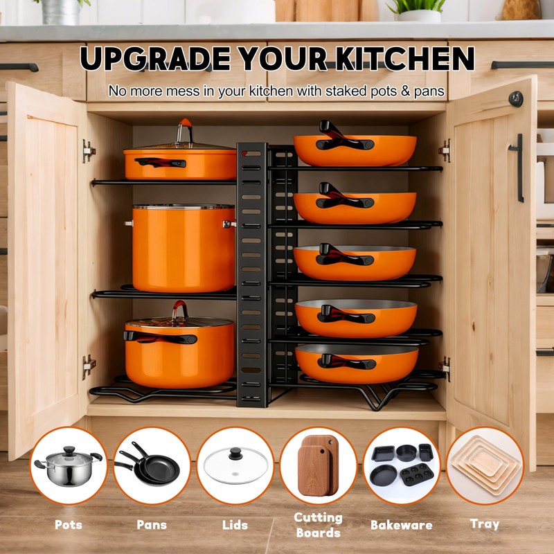 aurorareveal Pots and Pans Organizer Rack under Cabinet 15.7 Height,