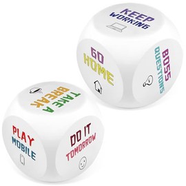 Ainiv 2 Pack Anti Stress Cube with 6 Funny Actions for Stress Relief, PU Foam Anti Stress Toy Gift for Office Colleagues Students Friends-Text Pattern