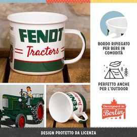 Nostalgic-Art Tazza smaltata retrò, Fendt – Tractors – Idea regalo per amanti dei trattori, Coppa da campeggio, Design vintage, 360 ml