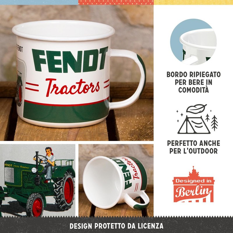 Nostalgic-Art Tazza smaltata retrò, Fendt – Tractors – Idea regalo