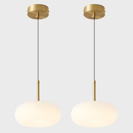 Magiroz Gold Globe Pendant Light Fixture Vintage Hanging Light Fixtures Modern Pendant Lights Kitchen Island Set of 2 Farmhouse Dimmable LED Pendant Light with Remote Control MPL02-20G-2 (2 Pack)