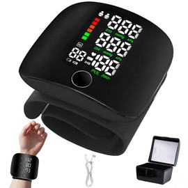 Misuratore Pressione da Polso, Misuratore di Pressione da Polso con Touchscreen a LED, Misura Pressione da Polso con Memoria di lettura 99x2 & Uscita Vocale Automatica, Ricaricabile