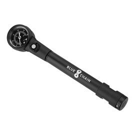 BLUECHAIN® High Volume & High Pressure Damper Pump 20 Bar (300 psi) / Handy Bicycle Pump with Pressure Gauge / Bicycle Air Pump Small for Suspension Forks, Dampers & Tyres