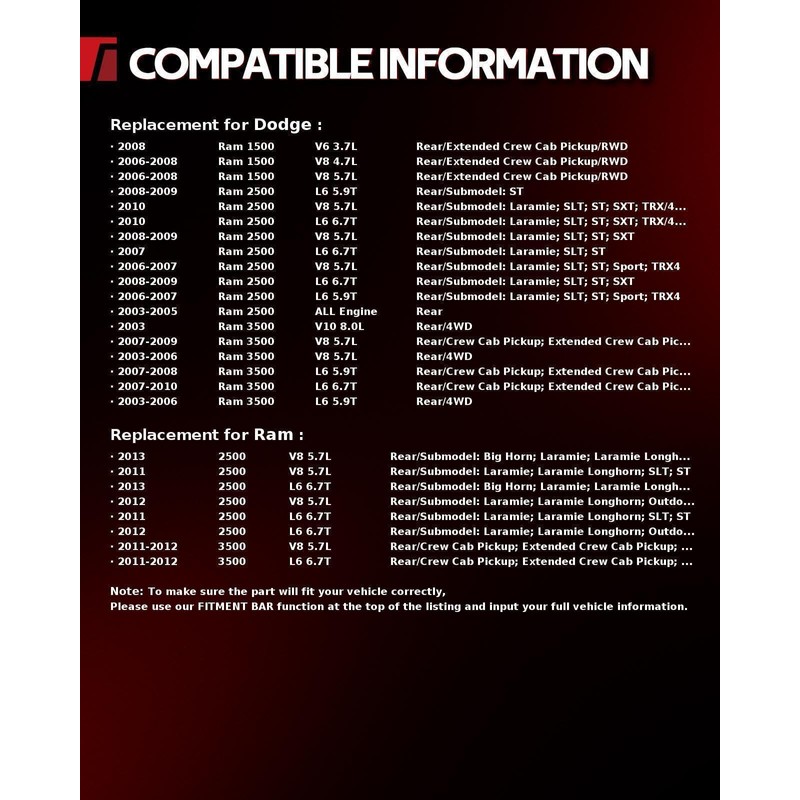 Torchbeam Rear Shocks Absorber Struts Amortiguadores Traseros Replacement for Ram