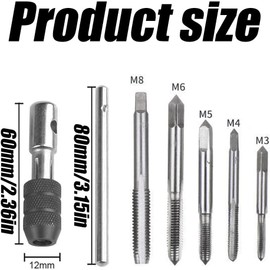 6 Pcs Adjustable T-Handle Tap Wrench Set,T-handle Ratchet Tap Holder Wrench Tapping Tool,T-Handle Ratchet Tap Holder Wrench Machine Screw Thread Metric Plug T-Taps,T-Handle Ratchet Tap Holder Wrench