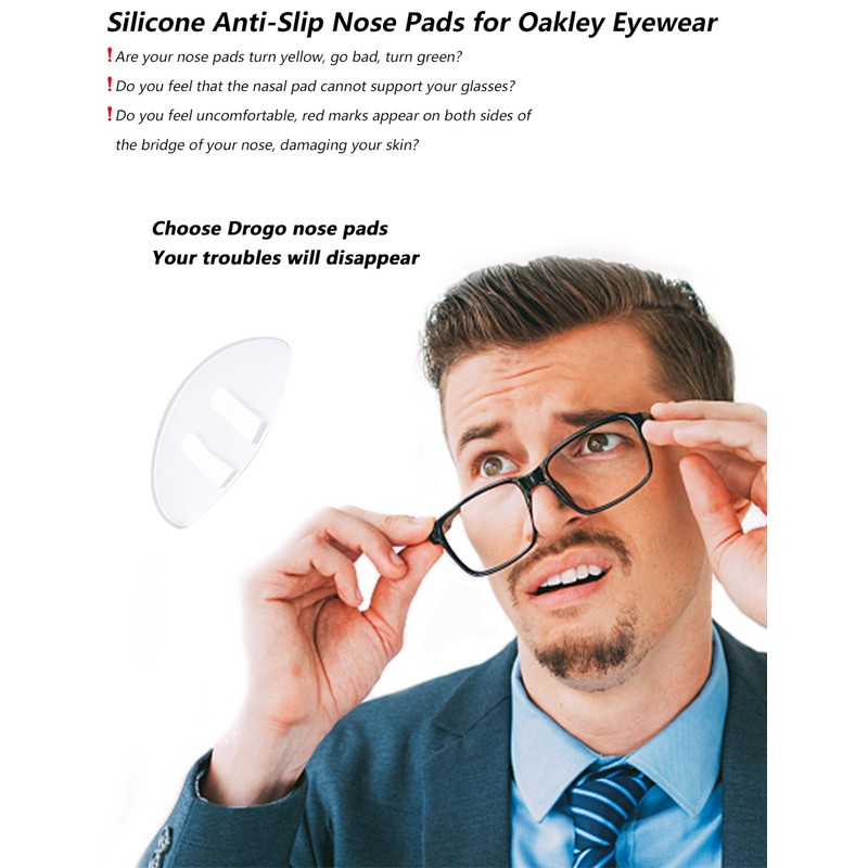 DROGO 3 Pairs Silicone Eyeglass Nose Pads, 15mm Clear 'D