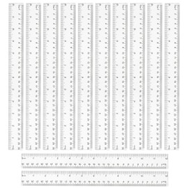 Pack of 12 Plastic Rulers 30 cm / 12 Inch2, Transparent Plastic Ruler, Office, Home, Primary School with Clear Centimetre Divisions, White