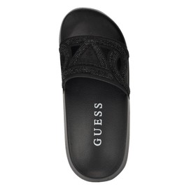 Guess Women's PAYCA Slide Sandal, Black Rhinestone 001, 9