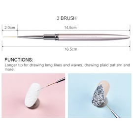 KADS Nail Art Liner Brushes Kolinsky Nail Art Brush Liner Brush UV Gel Polish Painting Nail Design Brush Metal Handle Nail Drawing Pens 8/15/20mm (20mm)