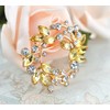 Gyn&Joy Clear Crystal Rhinestone Floral Wreath Pin Brooch BZ005, Metal,