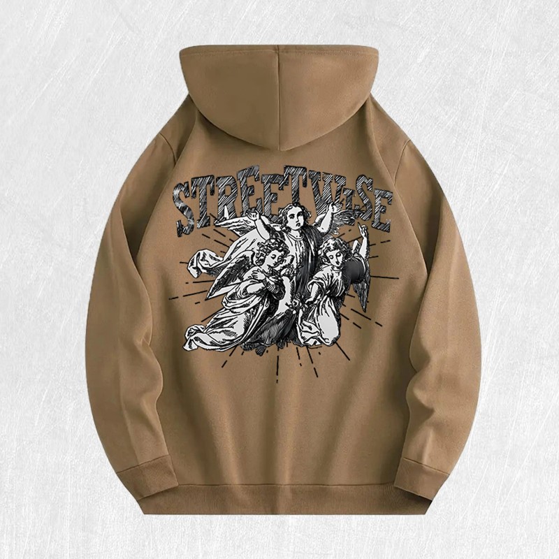Streetwise Angel Graphic Hoodie 100% Cotton US Warehouse 6 ColorsColor: