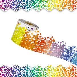 68.9 Feet Winter Snowflake Bulletin Board Borders, Shine Scalloped Borders Bulletin Board Border Decorative,Snowflake Rolled Border Trim for Classroom Decoration Strips Chalkboard Wall Decor - Color: Confetti /White