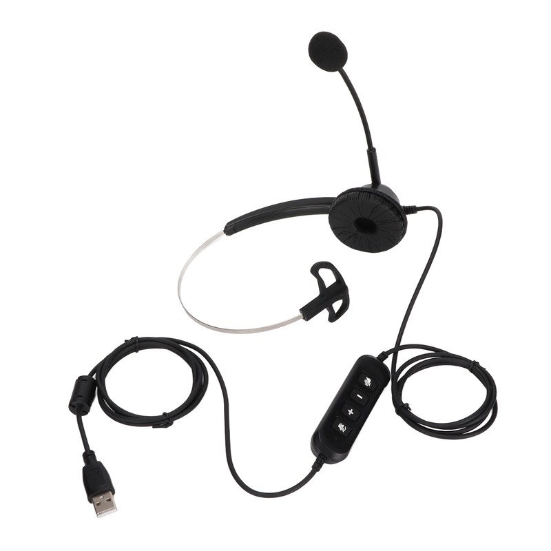 H360‑USB‑3 Telephone Headset Black Volume Adjustment Mute Single Sided Earphone
