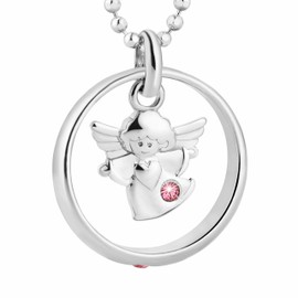 fish - Girl’s 925 Sterling Silver Guardian Angel Pendant Christening Ring Christening Gift Pink Gift Box Christian Gifts