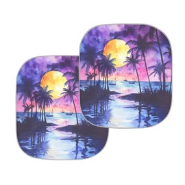SEANATIVE Purple Sunset Coconut Tree Car Sun Shade for Car Accessories Butterfly Print Car Windshield Sunshade Cover Foldable Reflective Sun Visor