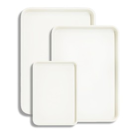 Non-Stick Baking Sheets, Cream White Non-Stick Cookie Quarter Sheet Baking Pans Jelly Roll Pan, Set of 3, 6.5x9.5/9x13/10x15-Inch