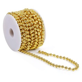 Naler 10m Christmas Ornaments Beads Chain, Christmas Tree Beads Strands for Christmas Decoration and DIY Craft Jewelry Making, Bridal Bouquet, Party Decor, Table Decoration, Gold