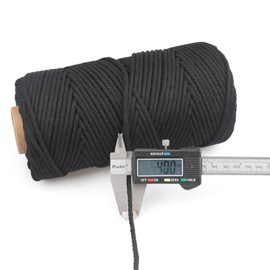 jijAcraft Macrame Cord,4mm x 328 Feet Cotton Macrame Cord,Colored Cotton Cord Macrame Supplies,Macrame Rope Craft Twine String for Macrame & Knitting,Plant Hanger,Wall Hanging,Craft (Black)