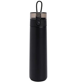 250ml Insulated Small Water Bottle with Straw - 304 Stainless Steel Flask with One-Hand Open Design, Leak-Proof Locking Lid Flask, 4-6 Hours Hot/Cold Retention and Portable for Coffee, Milk(Black)