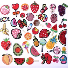 Harsgs Embroidered Fruit Patches, Cute Fruit Iron on/Sew on Patches Applique for Clothes, Dress, Hat, Jeans, DIY Accessories (Pack of 40)