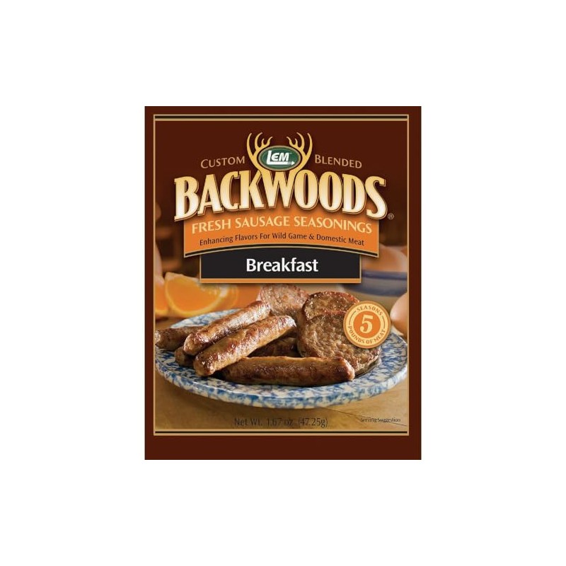 LEM Backwoods Breakfast Fresh Sausage Seasoning, Seasons 5 Pounds of