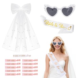 14 Pieces Jga Accessories Women, Bachelorette Party Accessories, Bride to Be Sash, Heart Sunglasses Pearl, Bride Bracelet, JGA Decoration Women for Bachelorette Party, Bridal Shower and Wedding