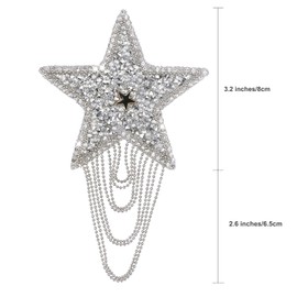 6 PCS Iron on Applique Patches DIY Rhinestone Star Tassel Repair Patches for Hat Bag Clothes Dress Tops Pants Jeans Embellishment (6)
