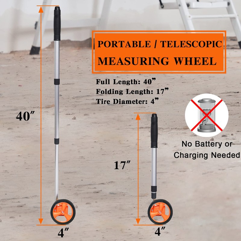 Zozen Measuring Wheel with 20pc Marking Flags, Scalable to Length