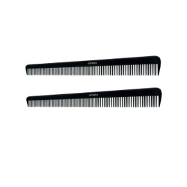 Amelia Beauty, 7in Black Plastic Barber Comb, Made in USA, Professional Grade Pocket Hair Comb, For Blending, Cutting, Portable Salon Barber Shop Everyday Styling Cutting Hair Styling Tool, 2 Pack