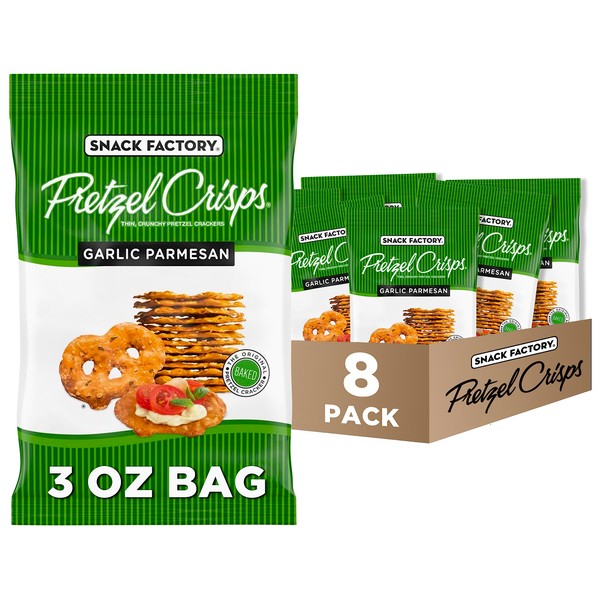 Pretzel Crisps Garlic Parmesan On-the-Go Bag, 3 Oz (Pack of 8)